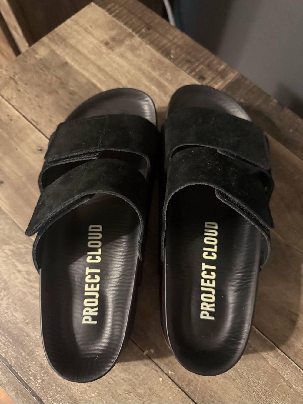 Women’s Black Suede Slide Sandals with Dual Straps - Picture 5 of 5